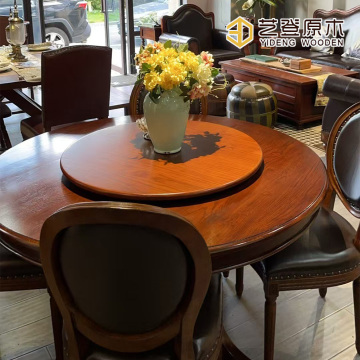 Stylish Wooden Dining Table with Central Lazy Susan