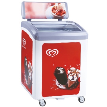 Gebogene Glasintor -Eiscreme -Gefrierschrank mit Leichtkasten - 165 l Kapazität