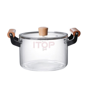 Big Size Transparent Glass Kitchen Cookware Sets - Heat Resistant Soup Pots and Warmer