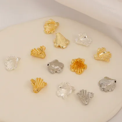 18K Gold Plated Brass Bauhinia Bead Caps - Chinese Classical Style Headwear