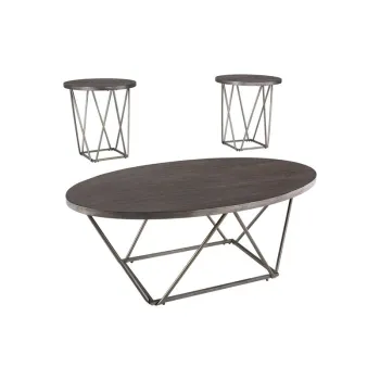 Contemporary Architectural Coffee Table and End Table Set: A Stylish 3-Piece Ensemble