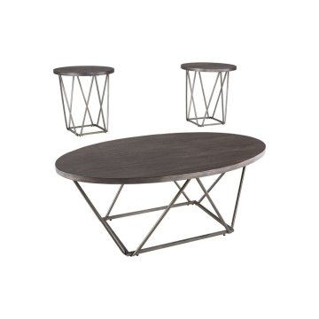 Contemporary Architectural Coffee Table and End Table Set: A Stylish 3-Piece Ensemble