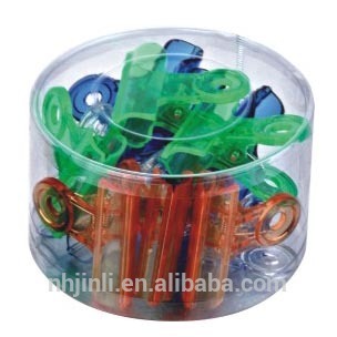 assorted transparent color plastic spring clips for office supplies