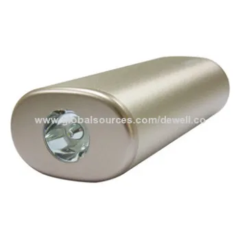 5,000mAh power bank in gold color metal case with bright LED flashlightNew
