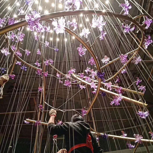 Прозрачный цветок из смолы большой декоративный подвесной светильник