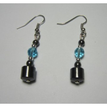 Hematite Earring with silver color finding