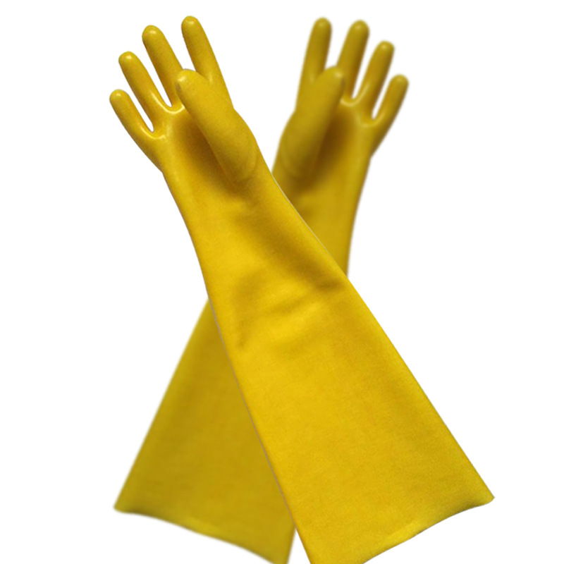 Luva de pvc amarelo revestido de algodão