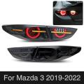 Luzes traseiras sequenciais de LED para Mazda 3 2019-2022 Lâmpadas traseiras de animação de sedan