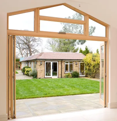 Toughened Glass Aluminium Folding Door with Roto Hardware