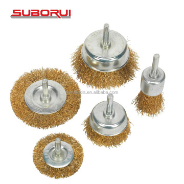 SUBORUI 5-Piece Steel Wire Brush Polishing Brass Cup Wire Wheel Brush Kit for Rust Removal