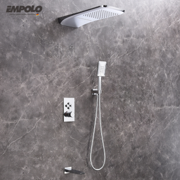 China Concealed Wall Mount Rainfall Shower System with Thermostatic Tap and Push-Button Faucet
