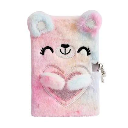 Cute Plush Bear A5 Diary Kawaii Notebook with Lock - BTS Gift