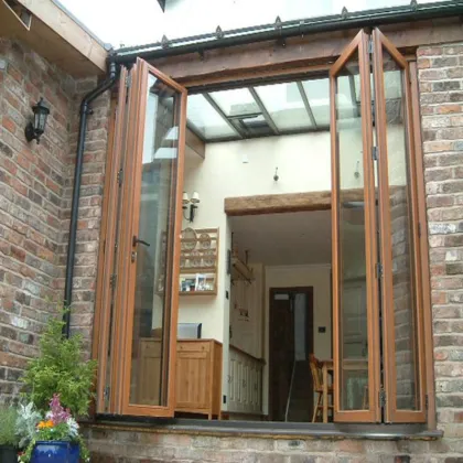Toughened Glass Aluminium Folding Door with Roto Hardware