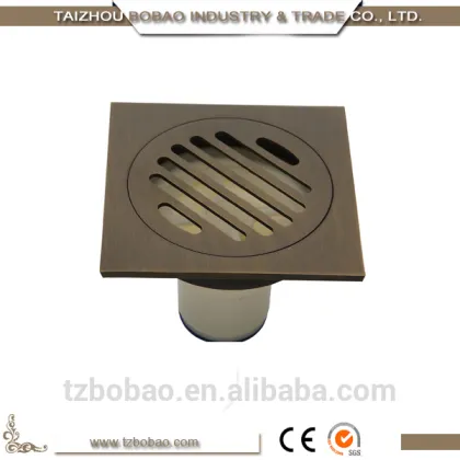 European Antique Brass Bronze Square Floor Drains Vintage Copper Concrate Floor Drain Oil Rubbed Rectangular Floor Drain
