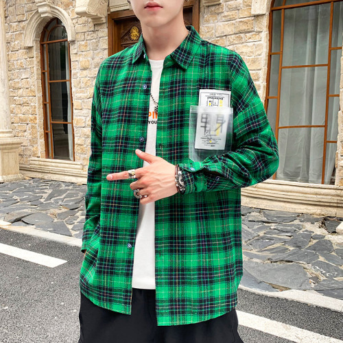 Men's casual plaid shirt