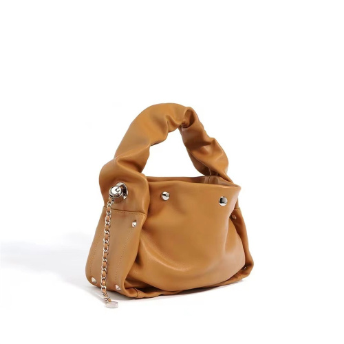 Fashion Chain Handle: Genuine Leather Cloud Bag