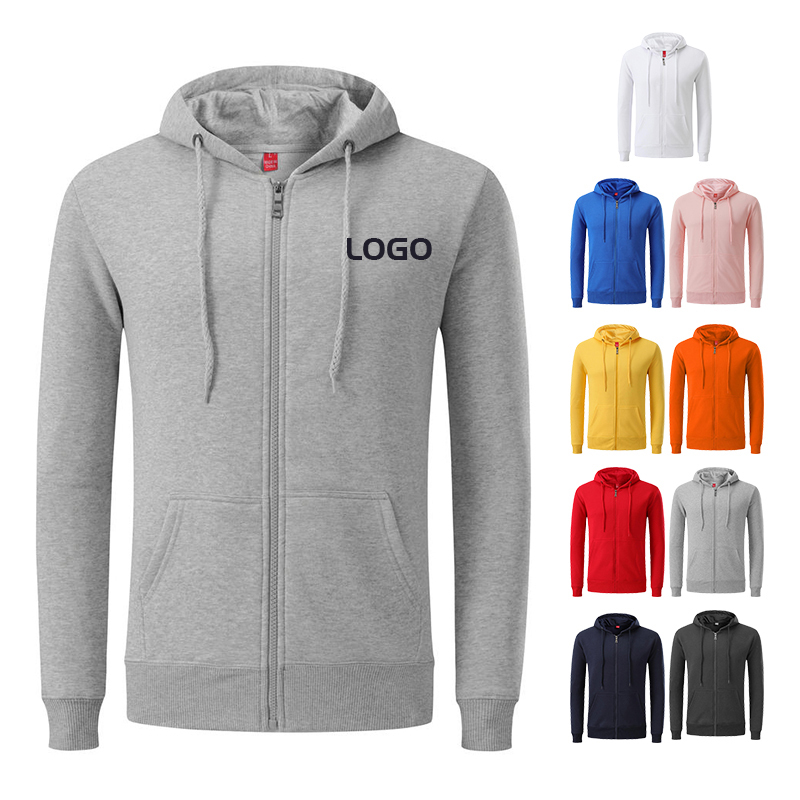 Custom Logo Blank Gym Unisex Zip Up Hoodie