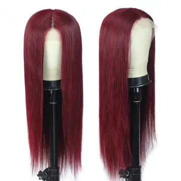 Yeswigs 13x4 Lace Frontal Wigs 99J 150% Density Straight Brazilian Human Hair Wigs Factory Hot sale High Quality