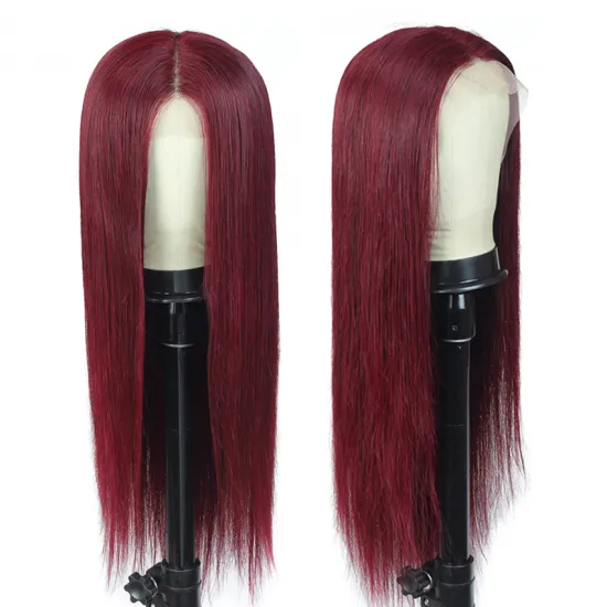 Yeswigs 13x4 Lace Frontal Wigs 99J 150% Density Straight Brazilian Human Hair Wigs Factory Hot sale High Quality