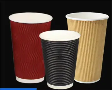 Disposable Ripple Wall Coffee Paper Cups 12oz 16oz