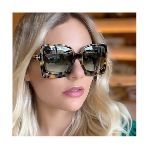 Popular Leopard Square UV400 Luxury Big Frame Sunglasses for Women