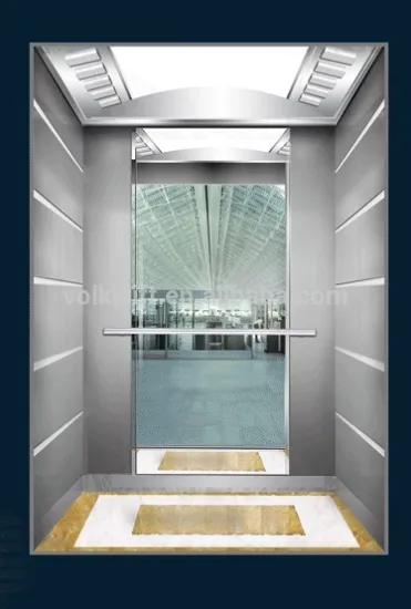 Passenger business elevator with half mirror in the real wall