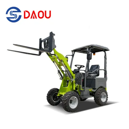 Qingzhou Manufacturer 4WD Mini Electric Articulating Wheel Loader with Pallet Fork