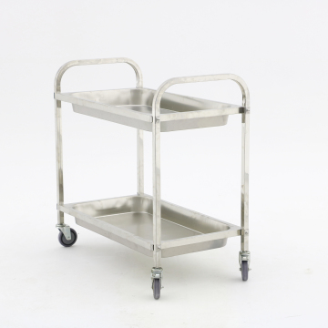 Stainless Steel 2 Shelf Service Trolley with Locking Wheels