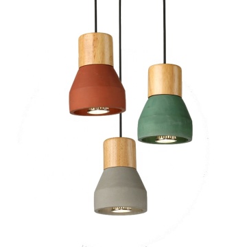 Retro Wood Cement Hanging Lamp for Bedroom Bar Home Decor Concrete Pendant Lighting
