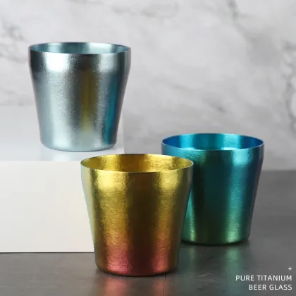 Outdoor portable pure titanium ice flower water cup