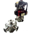 Sanitary Pneumatic Three-Way Clamped Ball Valve with Full Cavity and Non-Retention Ball