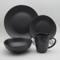 Unregelmäßige Form schwarzer Farbe Glasur Steinzeug Abendessen/Keramik -Abendessen Set
