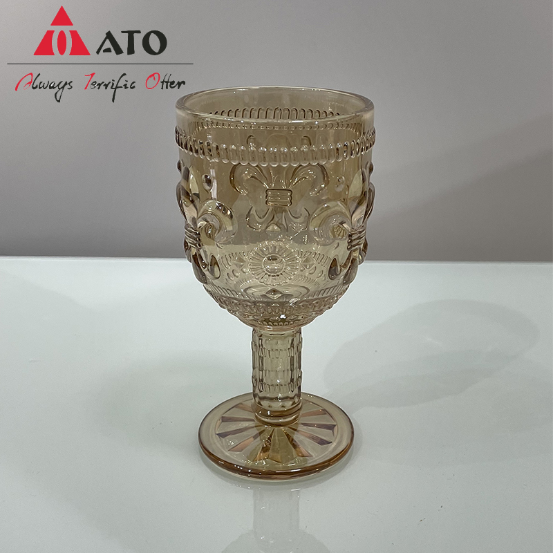 Amber Glass Goblet Cup Crystal Glass Drink cup