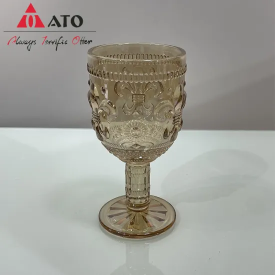Amber Glass Goblet Cup Crystal Glass Drink cup