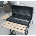 Outdoor Garden Trolley Billey Meat Barrel Bęben Bęben węgiel BBQ Smoker Grill z bocznym stołem