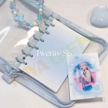 Custom Transparent Clear Plastic Vinyl A7 Binder Zippered Case for Planner Notebook Diary