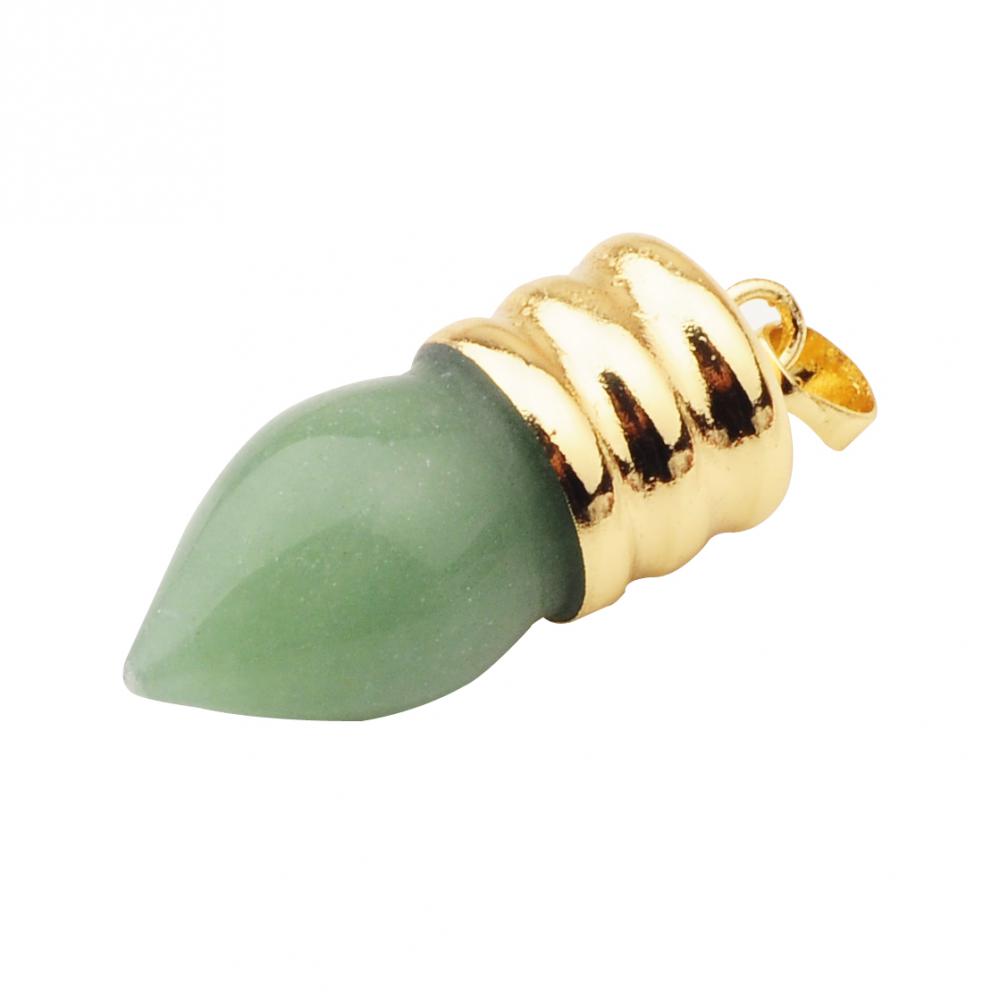 Ampoule Naturelle Pendentif Vert Pierre Avetnurine Plaqué Or