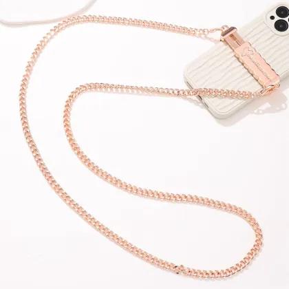 Metal Diagonal Straddle Phone Clip with Chain Shoulder Case Accessory for Women