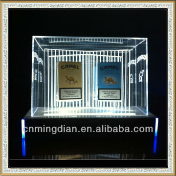 clear acrylic cigarette case LED display stand, custom plastic tobacco display stands