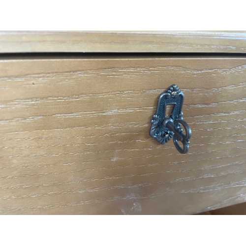 Mid-Century Modern Travertine Top Wooden Nightstand