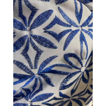 metallic yarn dyed satin design embroidery fabric