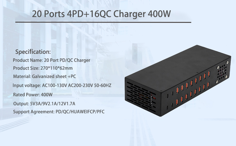 20 Ports 4pd+16qc charger