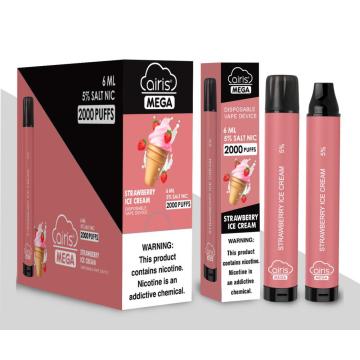 Wholesale 2000puffs Diposable Vape Airis Mega Fruit Flavors