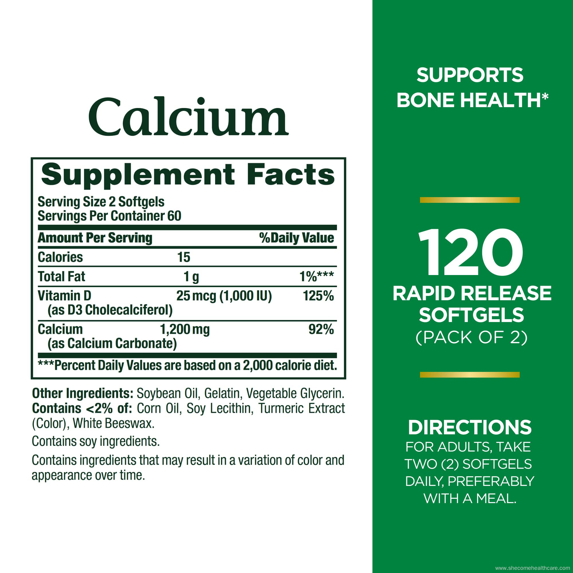 vitamin Bone Health Calcium 1000IU VitaminD3 120 Softgels