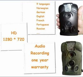 waterproof outdoor video camera for hunting camera with 9 languages