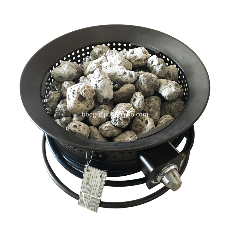 Bronze Portable Steel Liquid Propane Fire Pit With Lavarock