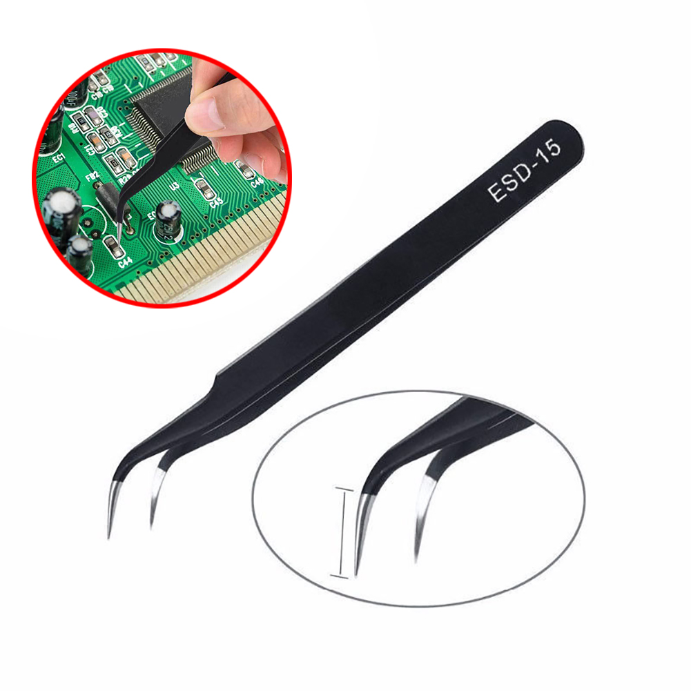 Highly Practical ESD 10-15 Stainless Steel Tweezers Multifunction Pliers Anti-Static Material Tweezer