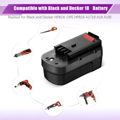 18V NiMH Battery Pack - 4000mAh Replacement for Black and Decker Power Tools