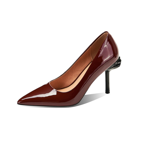 Women Pointed Toe High Heel Pumps Elegant Burgundy