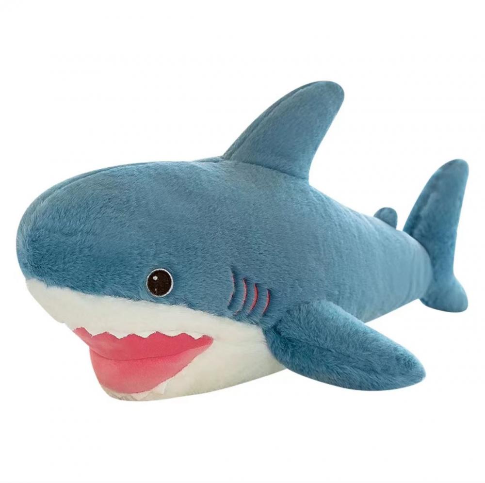 Cara de tubarão azul para dormir um animal de pelúcia para crianças